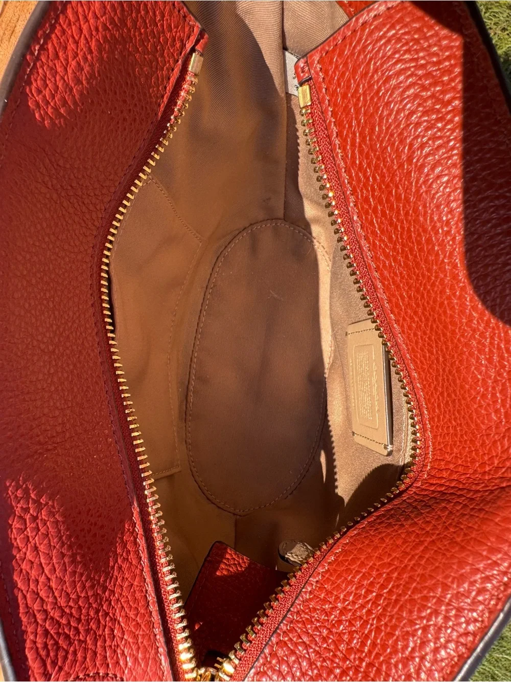 Coach Lane Bucket Tan Signature Canvas Satchel with Leather Trim